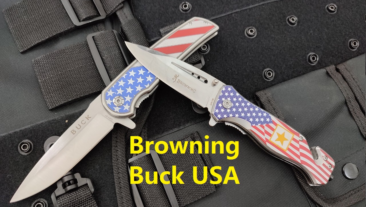 dao xếp Browning Buck USA lá cờ đẹp